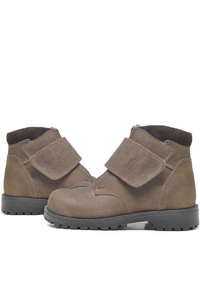 Rakerplus Hakiki Deri Kum Rengi Kürklü Cırtlı Erkek Çocuk Bot