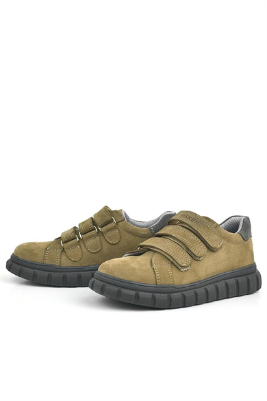 Rakerplus Hakiki Deri Kum Rengi Siyah Cırtlı Çocuk Günlük Spor Okul Ayakkabı