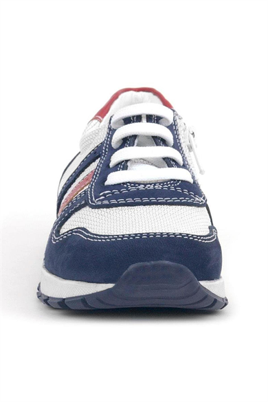 Rakerplus Hakiki Deri Lacivert Beyaz Fermuarlı Çocuk Spor Ayakkabı