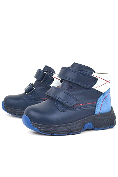 Rakerplus Hakiki Deri Lacivert Cilt Kürklü Bebek Spor Bot Ayakkabı