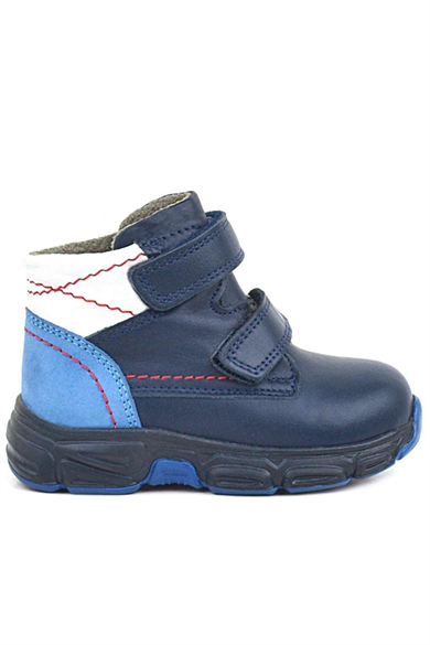 Rakerplus Hakiki Deri Lacivert Cilt Kürklü Bebek Spor Bot Ayakkabı