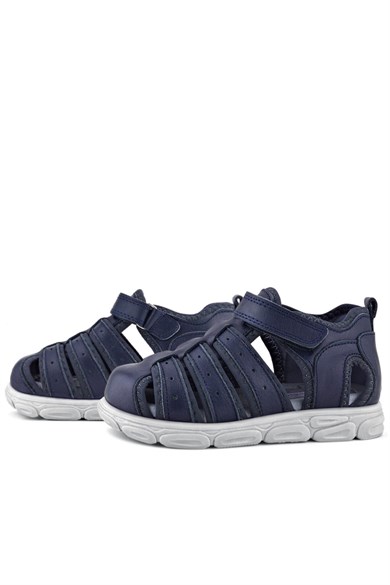 Rakerplus Hakiki Deri Lacivert Cırt Cırtlı Erkek Çocuk Sandalet