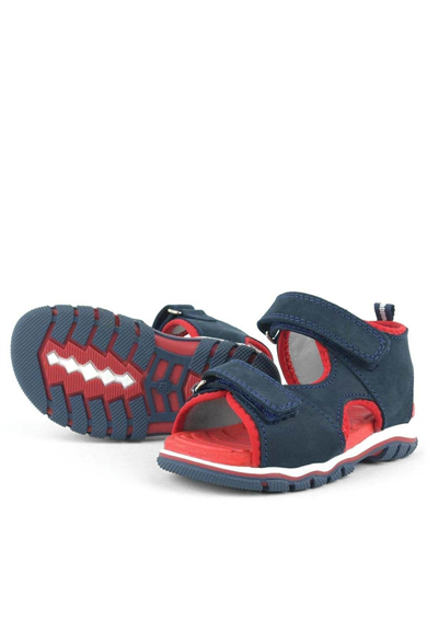 Rakerplus Hakiki Deri Lacivert Cırtlı Bebek Sandalet