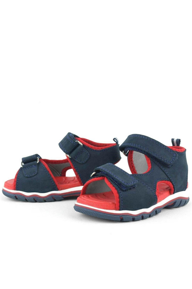 Rakerplus Hakiki Deri Lacivert Cırtlı Bebek Sandalet