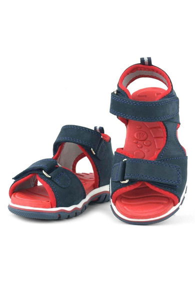 Rakerplus Hakiki Deri Lacivert Cırtlı Bebek Sandalet