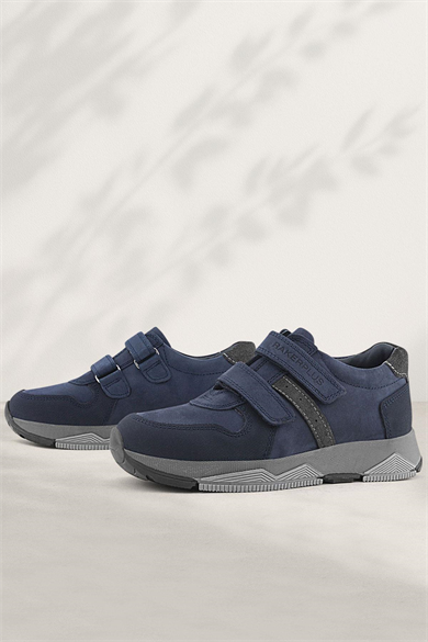 Rakerplus Hakiki Deri Lacivert Cırtlı Çocuk Spor Ayakkabı