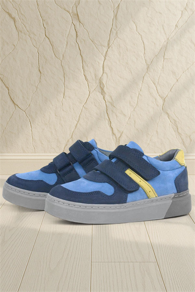 Rakerplus Hakiki Deri Lacivert Cırtlı Erkek Çocuk Spor Ayakkabı