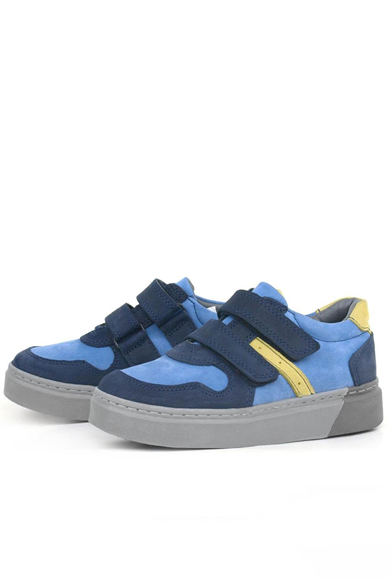 Rakerplus Hakiki Deri Lacivert Cırtlı Erkek Çocuk Spor Ayakkabı