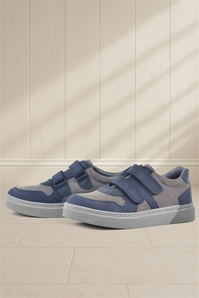 Rakerplus Hakiki Deri Lacivert Cırtlı Erkek Çocuk Sneaker