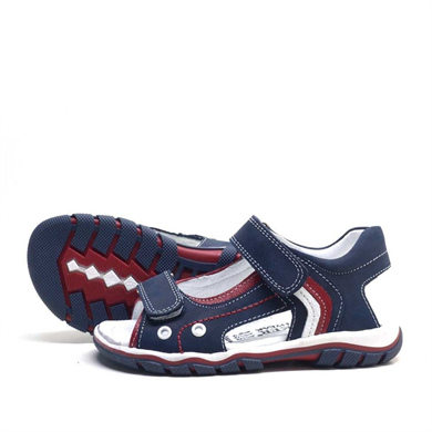 Rakerplus Hakiki Deri Lacivert Cırtlı Erkek Çocuk Sandalet