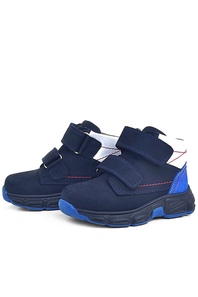 Rakerplus Hakiki Deri Lacivert Cırtlı Kürklü Çocuk Spor Bot