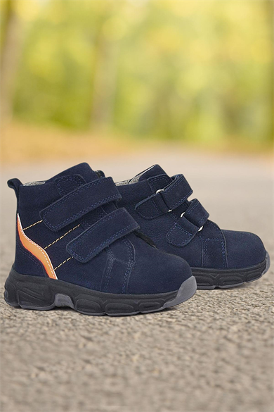 Rakerplus Hakiki Deri Lacivert Cırtlı Spor Erkek Bebek Bot