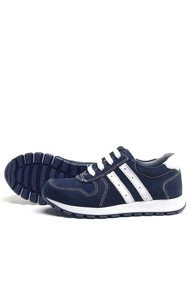 Rakerplus Hakiki Deri Lacivert Fermuarlı Erkek Çocuk Spor Okul Ayakkabı