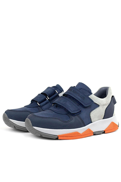 Rakerplus Hakiki Deri Lacivert Gri Çocuk Sneakers Spor Ayakkabı