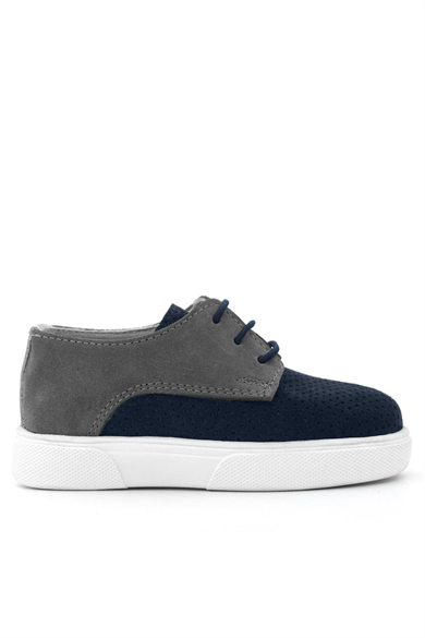 Rakerplus Hakiki Deri Lacivert Gri Lastikli Erkek Çocuk Günlük Ayakkabı