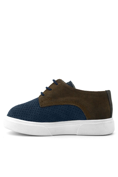 Rakerplus Hakiki Deri Lacivert Kahve Lastikli Erkek Çocuk Günlük Ayakkabı