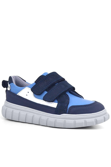 Rakerplus Hakiki Deri Lacivert Mavi Cırtlı Çocuk Günlük Spor Okul Ayakkabı