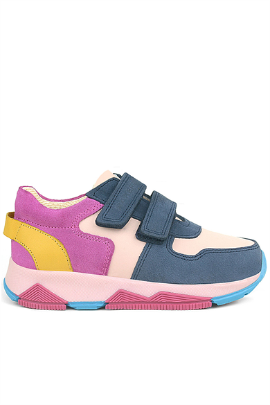 Rakerplus Hakiki Deri Lacivert Pembe Çocuk Sneakers Spor Ayakkabı