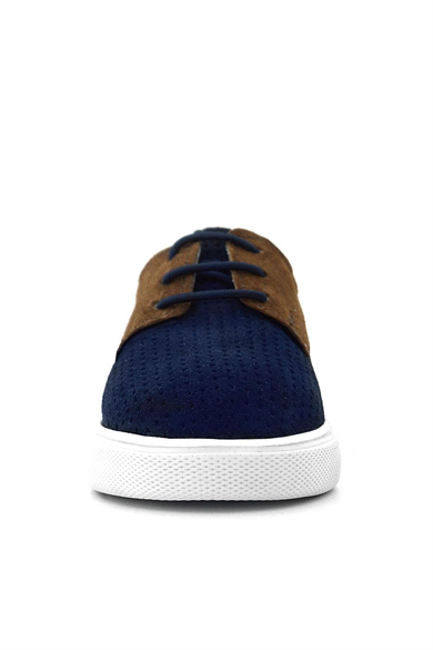 Rakerplus Hakiki Deri Lacivert Sarı Kahve Lastikli Erkek Çocuk Günlük Ayakkabı