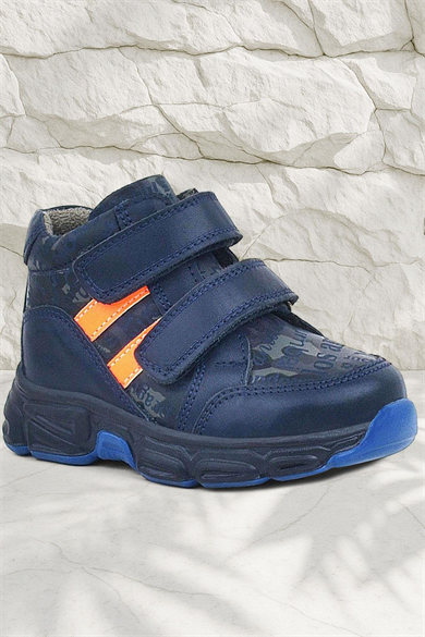 Rakerplus Hakiki Deri Lacivert Turuncu Bebek Spor Bot Ayakkabı