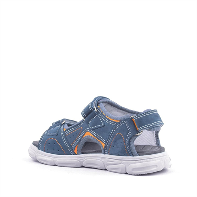 Rakerplus Hakiki Deri Mavi Cırtlı Çocuk Sandalet Ayakkabı