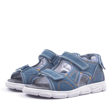 Rakerplus Hakiki Deri Mavi Cırtlı Çocuk Sandalet Ayakkabı
