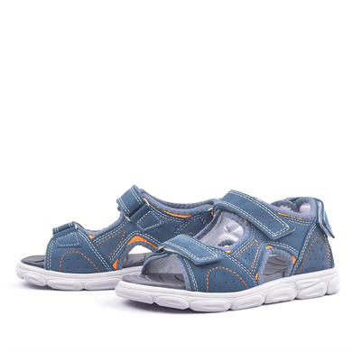 Rakerplus Hakiki Deri Mavi Cırtlı Çocuk Sandalet Ayakkabı