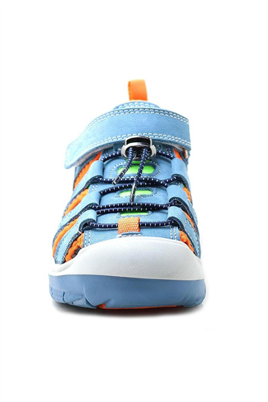 Rakerplus Hakiki Deri Mavi Turuncu Çocuk Sandalet