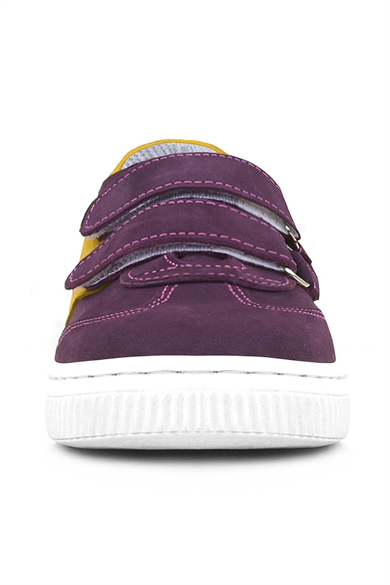 Rakerplus Hakiki Deri Mor Sarı Cırtlı Çocuk Spor Ayakkabı