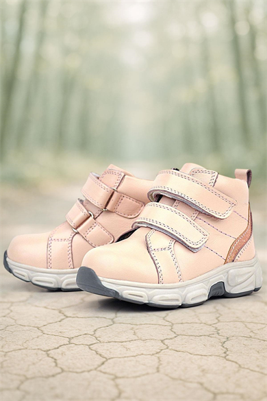 Rakerplus Hakiki Deri Pembe Cırtlı Spor Kız Bebek Bot