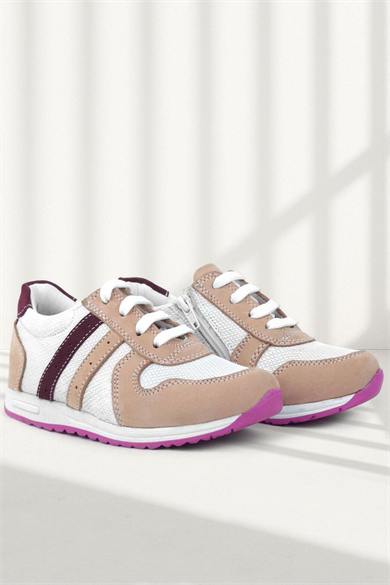 Rakerplus Hakiki Deri Pembe Fuşya Tabanlı Kız Çocuk Günlük Spor Ayakkabı