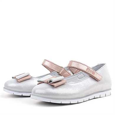 Rakerplus Hakiki Deri Pixel Gümüş Pudra Kız Çocuk Babet Ayakkabı