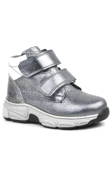 Rakerplus Hakiki Deri Platin Gri Cırtlı Kürklü Kız Çocuk Spor Bot