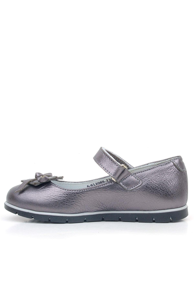 Rakerplus Hakiki Deri Platin Kurdele Detaylı Kız Çocuk Babet