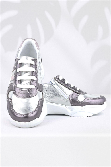 Rakerplus Hakiki Deri Platin Pembe Kalın Taban Kız Çocuk Sneakers Ayakkabı