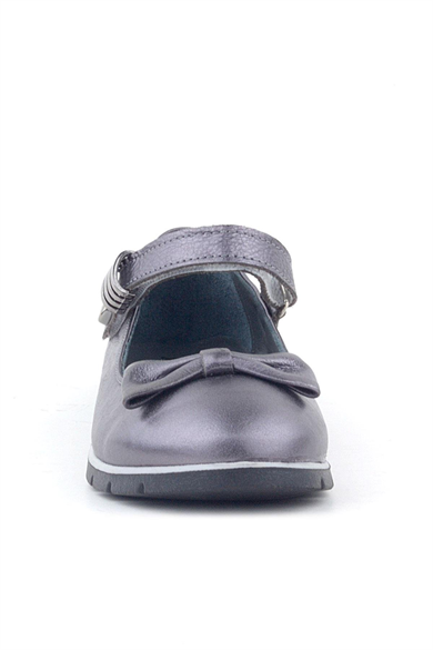 Rakerplus Hakiki Deri Platin Toka Detaylı Cırtlı Kız Çocuk Babet Ayakkabı