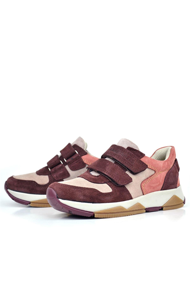 Rakerplus Hakiki Deri Pudra Bordo Çocuk Sneakers Spor Ayakkabı
