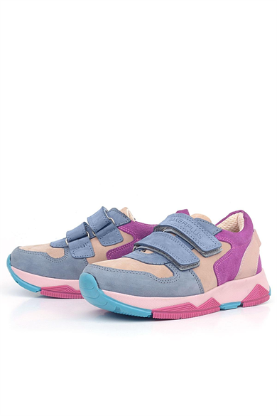 Rakerplus Hakiki Deri Pudra Mavi Fuşya Çocuk Sneakers Spor Ayakkabı