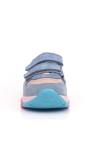 Rakerplus Hakiki Deri Pudra Mavi Fuşya Çocuk Sneakers Spor Ayakkabı