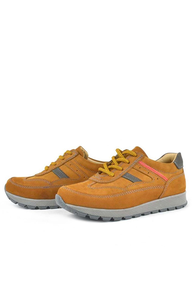 Rakerplus Hakiki Deri Sarı Bağcıklı Erkek Çocuk Spor Okul Ayakkabı