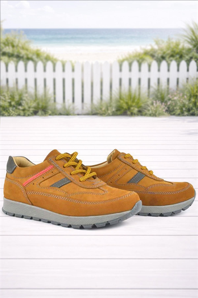 Rakerplus Hakiki Deri Sarı Bağcıklı Erkek Çocuk Spor Okul Ayakkabı