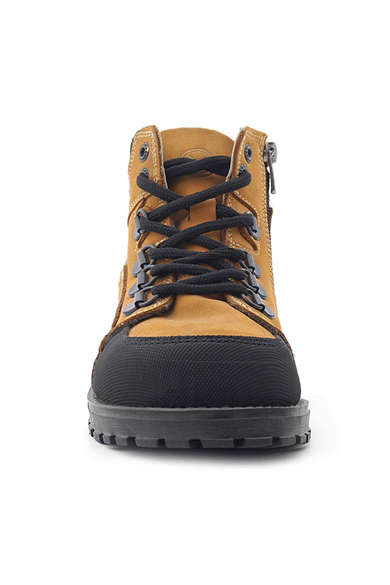 Rakerplus Hakiki Deri Sarı Bağcıklı Fermuarlı Çocuk Bot