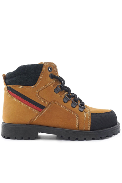 Rakerplus Hakiki Deri Sarı Bağcıklı Fermuarlı Çocuk Bot