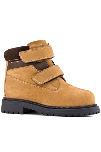 Rakerplus Hakiki Deri Sarı Cırt Cırtlı Kışlık Çocuk Bot