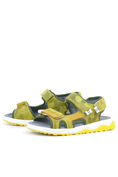 Rakerplus Hakiki Deri Sarı Cırtlı Çocuk Sandalet Ayakkabı