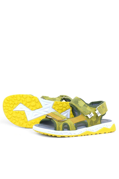 Rakerplus Hakiki Deri Sarı Cırtlı Çocuk Sandalet Ayakkabı