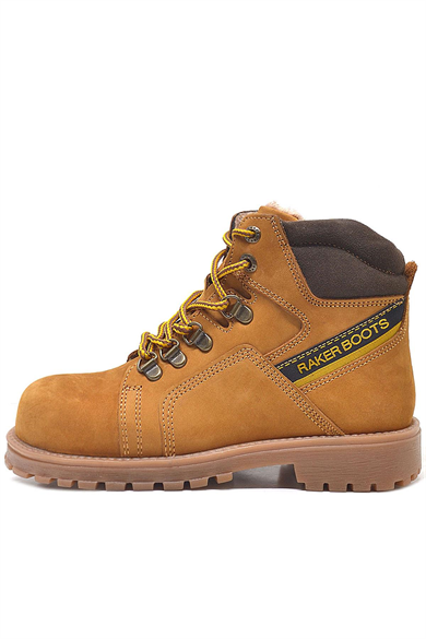 Rakerplus Hakiki Deri Sarı Fermuarlı Kürklü Çocuk Bot