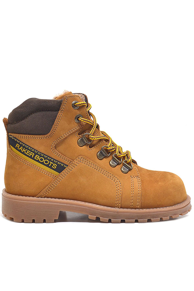 Rakerplus Hakiki Deri Sarı Fermuarlı Kürklü Çocuk Bot