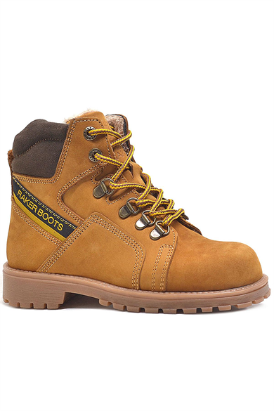 Rakerplus Hakiki Deri Sarı Fermuarlı Kürklü Çocuk Bot