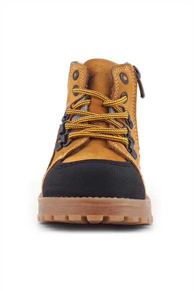 Rakerplus Hakiki Deri Sarı Gri Bağcıklı Fermuarlı Çocuk Bot